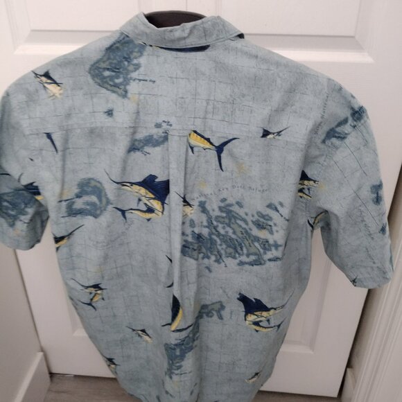 Columbia River Lodge Blue Marlin & Heron Fishing Shirt – Men’s Button-Up – NWOT - Picture 9 of 16